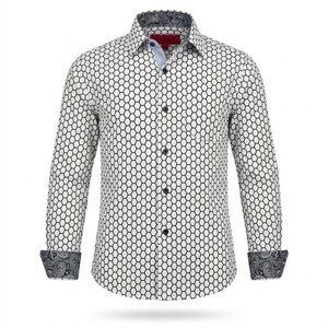 Elie Balleh Boys Geometric Slim Fit Button-Down Shirt Size 10
